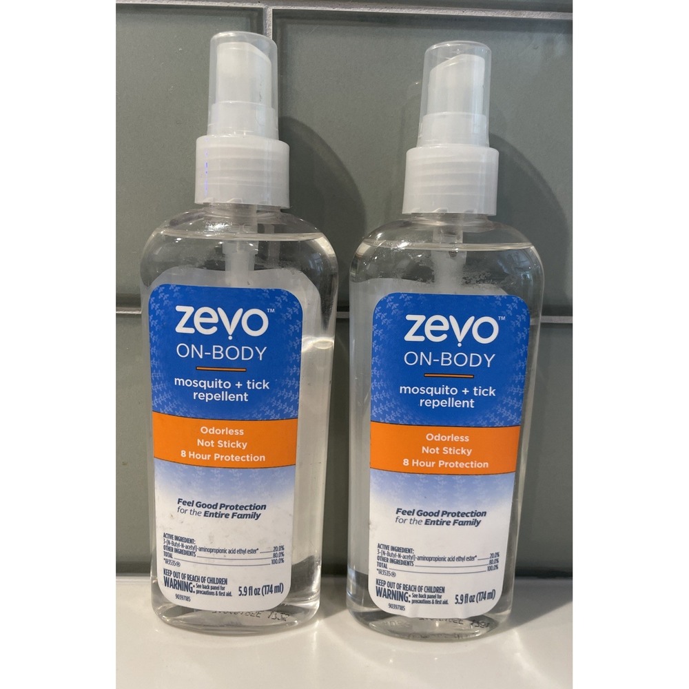 LOT OF‎ 2 ZEVO ON BODY MOSQUITO AND TICK REPELLENT BUG SPRAY 5.9OZ PUMP SPRAY